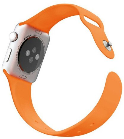 Curea iUni compatibila cu Apple Watch 1/2/3/4/5/6/7, 44mm, Silicon, Orange