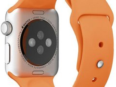 Curea iUni compatibila cu Apple Watch 1/2/3/4/5/6/7, 44mm, Silicon, Orange